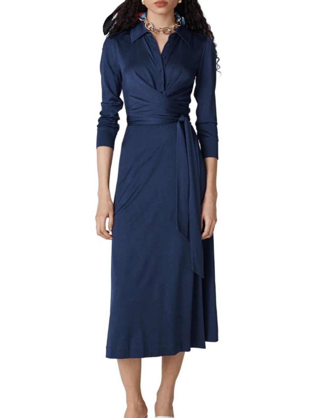 Diane Von Furstenberg Sana Wrap Dress Navy